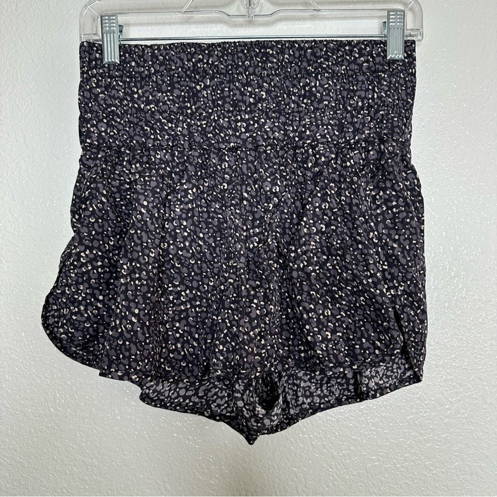 Free People Movement The Way Home Leopard Print Athletic Shorts Medium